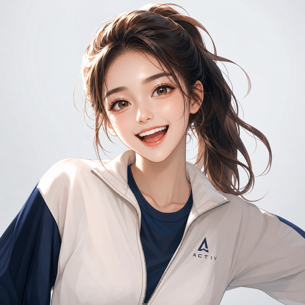 案内する元気な美少女イラスト